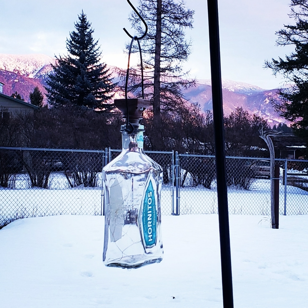 Bottle Lantern ~ Hanging Tequila Bottle with Solar Bottle Lights
